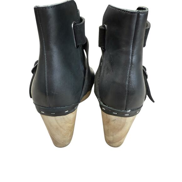 Free People Shoes Women 37 EU 7 US Black Bungalow Clog Leather Booties Platform - Picture 4 of 12